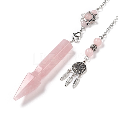 Natural Rose Quartz Pointed Dowsing Pendulums G-I322-01P-01-1