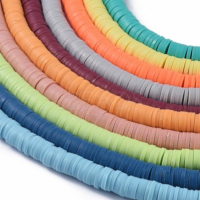 Flat Round Handmade Polymer Clay Beads CLAY-R067-6.0mm-M3-1