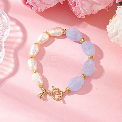 3Pcs 3 Styles Imitation Gemstone & ABS Imitation Pearl Acrylic Beaded Bracelets for Women BJEW-JB12157-1
