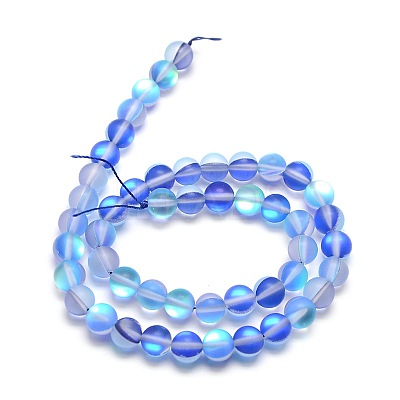 Synthetic Moonstone Beads Strands G-F142-10mm-08-1