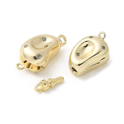 Rack Plating Brass Micro Pave Clear Cubic Zirconia Box Clasps KK-U052-18G-1