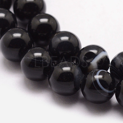 Natural Black Agate Bead Strands X-G-K166-13-8mm-05-1