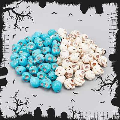 4 Strands 2 Colors Synthetical Turquoise Beads Strands TURQ-NB0001-16-1