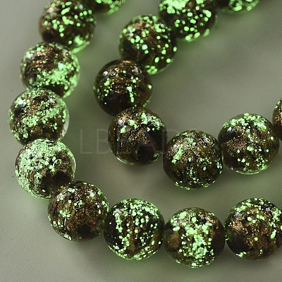 Handmade Gold Sand Lampwork Beads Strands LAMP-T007-06B-1