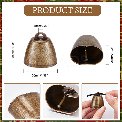 Tibetan Style Iron Bell Pendants FIND-WH0034-22AB-1