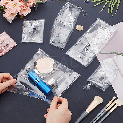 5Pcs 5 Styles Rectangle Transparent PVC Cosmetic Pouches AJEW-FG0004-33-1