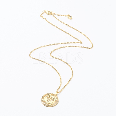 Brass Micro Pave Clear Cubic Zirconia Pendant Necklaces NJEW-J059-01E-1