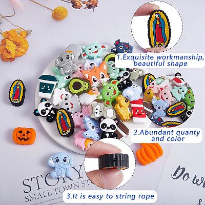 12Pcs 3 Styles Panda Silicone Beads JX662A-1