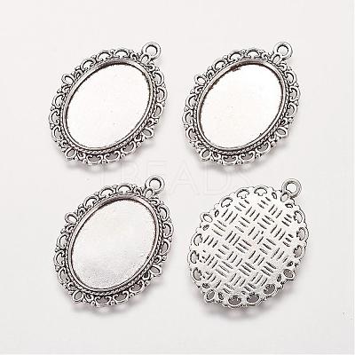 Zinc Alloy Pendant Settings for Cabochon & Rhinestone X-PALLOY-A15257-AS-FF-1
