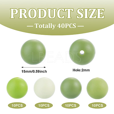 40Pcs 4 Colors Round Silicone Focal Beads SIL-TAD0001-02D-1