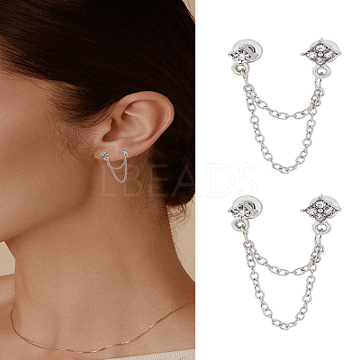 1 Pair Zinc Alloy with Crystal Rhinestone Stud Earrings for Women EJEW-LP0004-69P-1