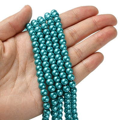 Eco-Friendly Dyed Glass Pearl Round Bead Strands HY-A008-6mm-RB073-1
