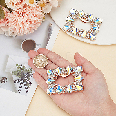 2Pcs Alloy & Glass Shoe Buckle Clips AJEW-WR0002-33-1
