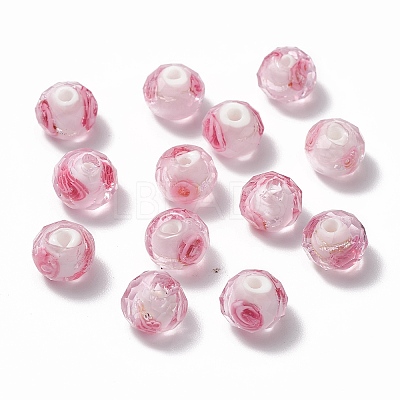 Handmade Silver Foil Glass Lampwork Beads Strands LAMP-R141-8mm-14-1