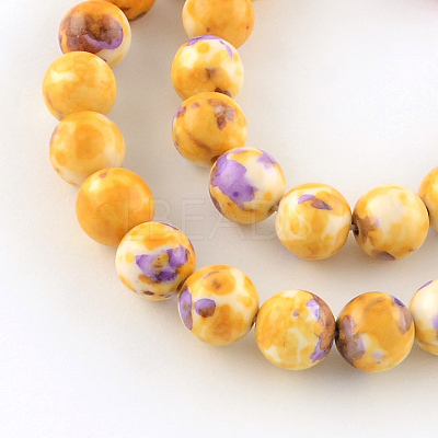 Dyed Natural Ocean White Jade Round Bead Strands X-G-R295-6mm-11-1