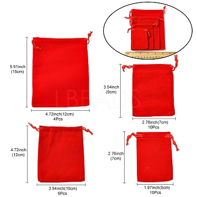 30Pcs Rectangle Velvet Pouches TP-FS0001-02D-1