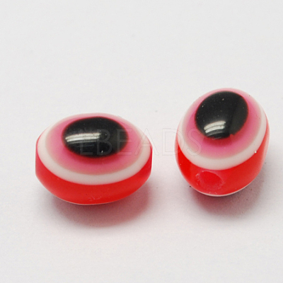 Oval Evil Eye Resin Beads LS-RESI-R160-6x8-05-1
