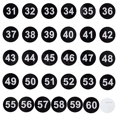 1 Set Round ABS Plastic Number Brooches Sets JEWB-OC0001-02D-1