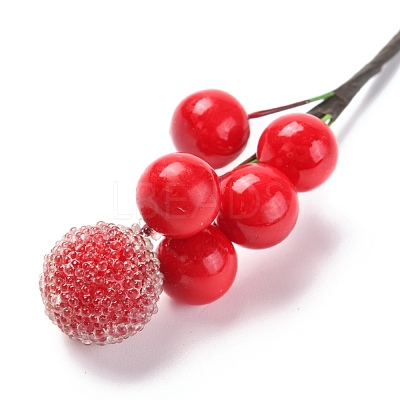 Foam Artificial Christmas Berries with Branch DIY-B019-02B-1