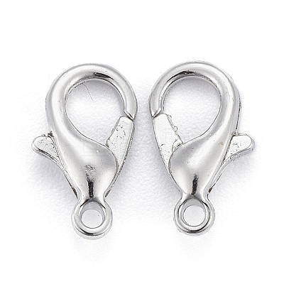 Platinum Plated Zinc Alloy Lobster Claw Clasps X-E103-P-NF-1