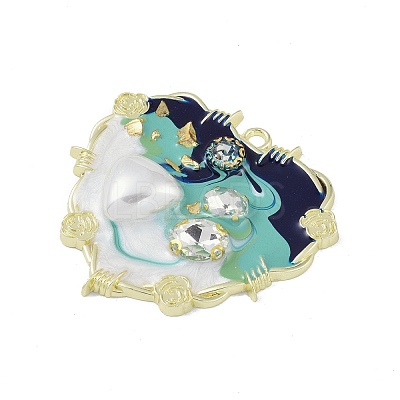 Rack Plating Alloy Enamel Pendants FIND-I038-16C-1