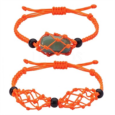Adjustable Braided Nylon Cord Macrame Pouch Bracelet Making AJEW-SW00013-13-1