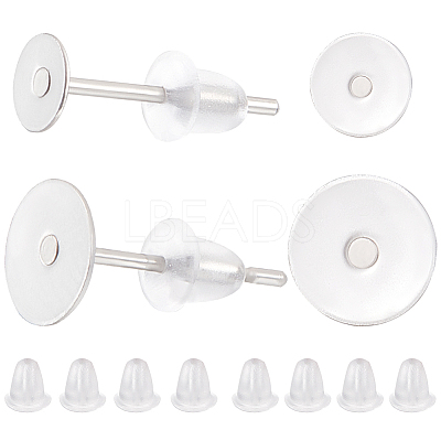 800Pcs 2 Styles 304 Stainless Steel Flat Round Blank Peg Stud Earring Findings FIND-BBC0003-52-1