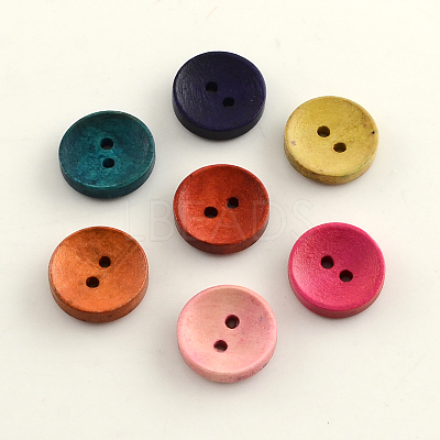 2-Hole Dyed Wooden Buttons BUTT-R031-036-1