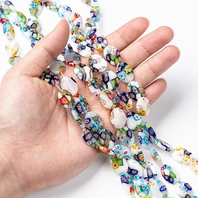 Handmade Millefiori Glass Beads Strands LK137-1