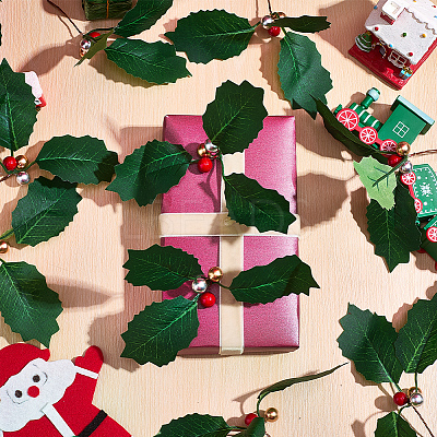45Pcs Foam & Cloth Artificial Holly Leaves AJEW-SC0031-52A-1