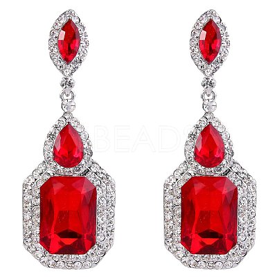 Brass Rhinestone Dangle Stud Earrings FS-WG9D6B6-15-1