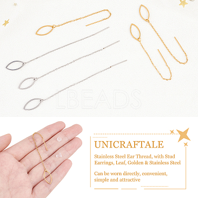 8 Pairs 4 Colors 304 Stainless Steel Ear Thread EJEW-UN0002-03-1