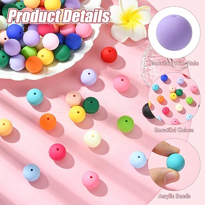 Rubberized Style Opaque Acrylic Beads MACR-CJC0009-02A-1