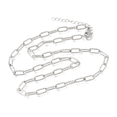 4MM 304 Stainless Steel Textured Paperclip Chain Necklaces for Man and Women SA-CBAB767-12P-1