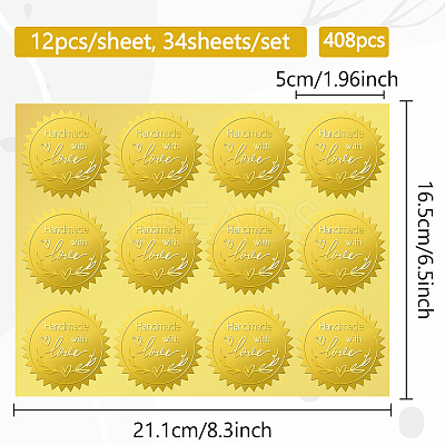 34 Sheets Self Adhesive Gold Foil Embossed Stickers DIY-WH0509-057-1
