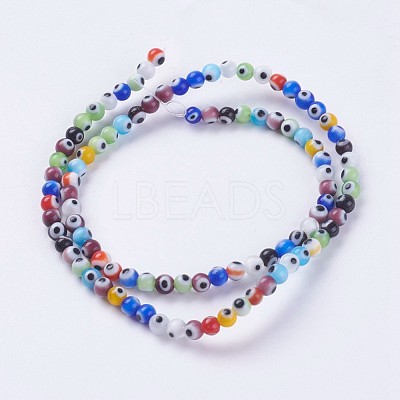 Handmade Evil Eye Lampwork Beads Strands LAMP-J089-B01-1