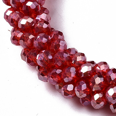 Faceted Transparent Glass Beads Stretch Bracelets BJEW-S144-002C-03-1
