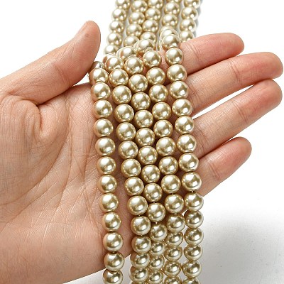 Eco-Friendly  Dyed Glass Pearl Round Beads Strands HY-A002-8mm-RB021-1