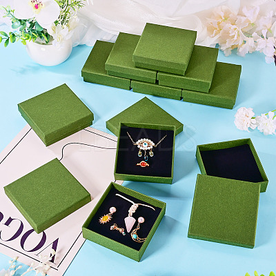 12Pcs Cardboard Paper Jewelry Storage Boxes with Sponge CON-TA0001-43C-1