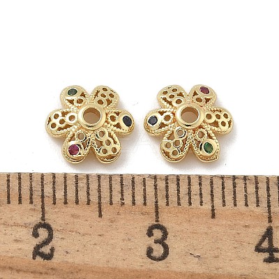Brass Micro Pave Cubic Zirconia Bead Caps ZIRC-F141-15G-1