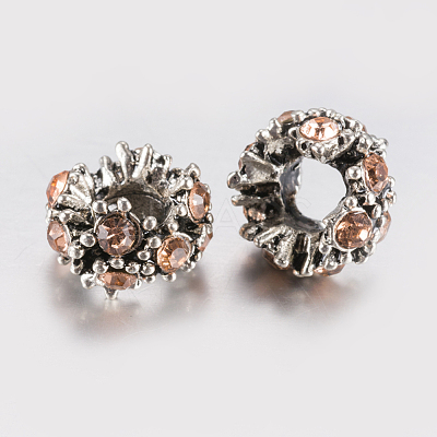 Tibetan Style Alloy Rhinestone European Beads PALLOY-F200-04E-1