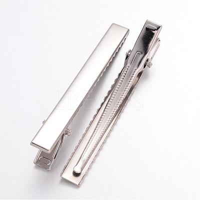 Platinum Plated Iron Flat Alligator Hair Clip Findings for DIY Hair Accessories Making X-IFIN-S286-77mm-1