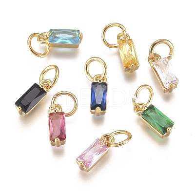 Brass Micro Pave Cubic Zirconia Charms ZIRC-F111-03G-1