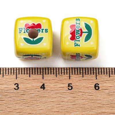 Printed Opaque Acrylic Beads SACR-A009-01E-1