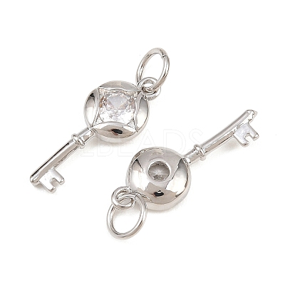 Brass Micro Pave Clear Cubic Zirconia Pendants KK-H292-12P-1