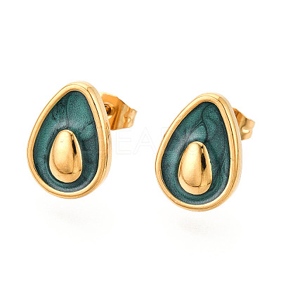 304 Stainless Steel Enamel Stud Earrings EJEW-T047-23G-1