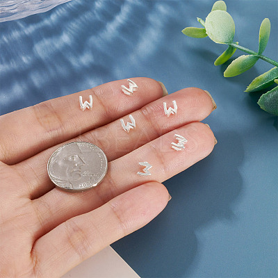 6Pcs 925 Sterling Silver Hollow Initial Beads STER-TA0001-53W-1