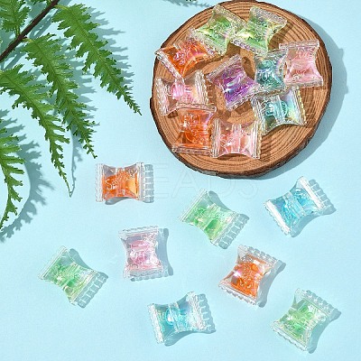 32Pcs UV Plating Rainbow Iridescent Acrylic Beads OACR-FS0002-14-1