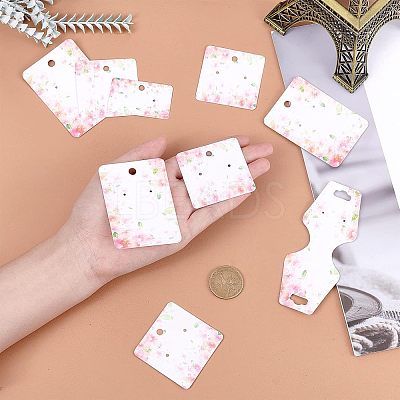 200 Pcs 4 Styles White Cardboard Display Cards CDIS-CA0001-13-1