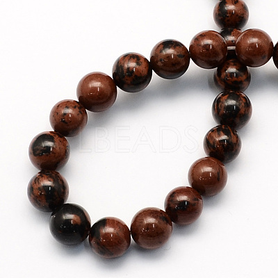 Natural Mahogany Obsidian Round Beads Strands X-G-S163-4mm-1